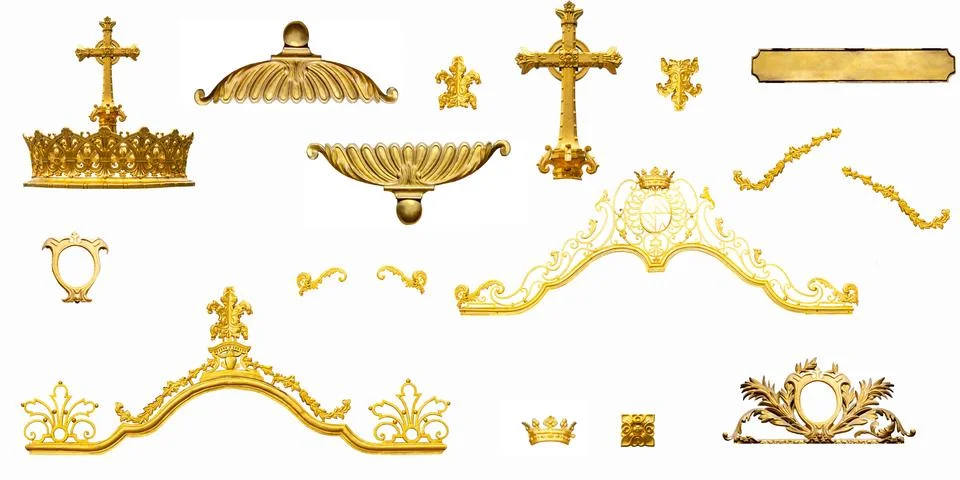 Golden interior elements isolated Stock Photos