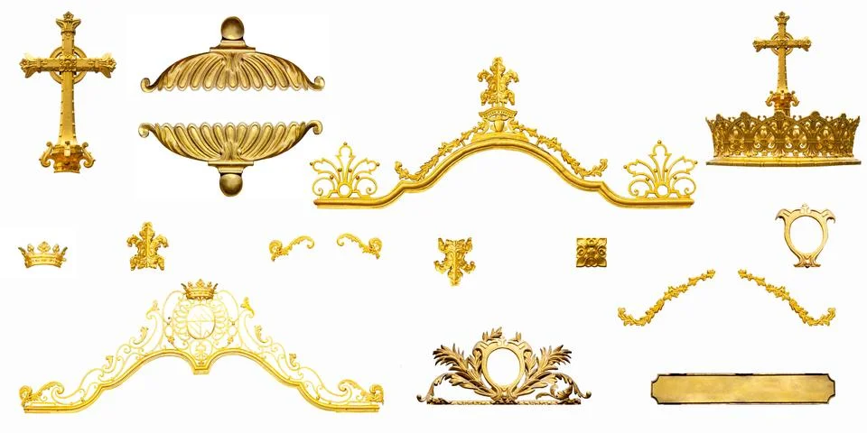 Golden interior elements isolated Stock Photos