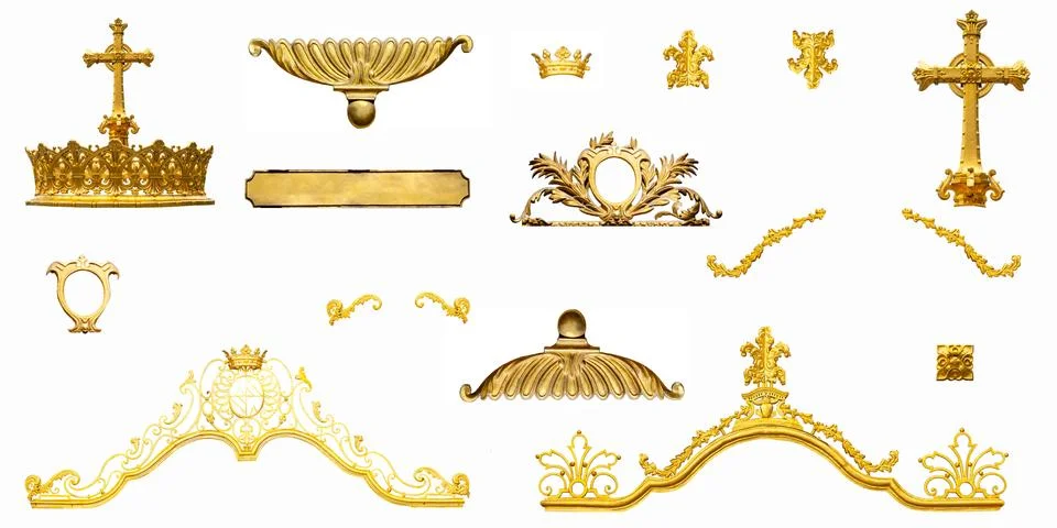 Golden interior elements isolated Stock Photos