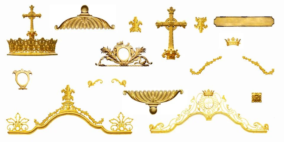Golden interior elements isolated 写真素材