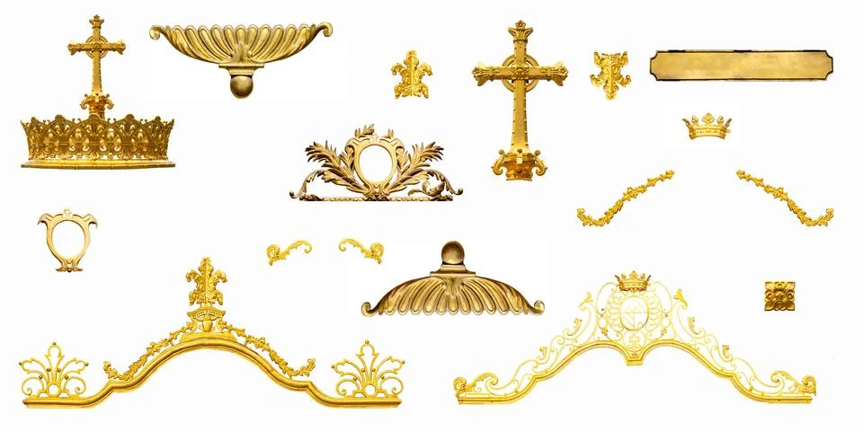 Golden interior elements isolated Stock Photos