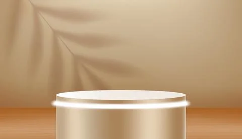 Golden interior with leaf shadow. 3d vector illustration with shadow overlay  Stock Illustration