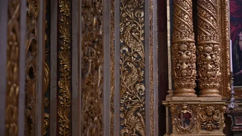 Golden interior of St John's Co-Cathedral in Valletta Malta Stock Footage 224865997