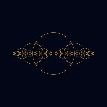 Golden interlocking circles abstract pattern Stock Illustration