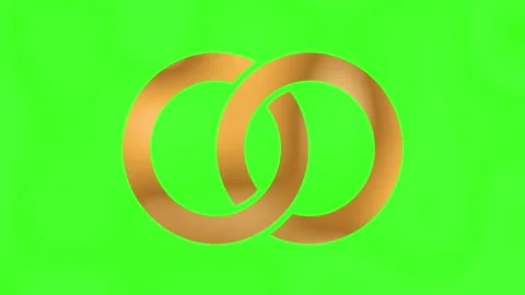 Golden Interlocking Wedding Rings Green Screen Liquid Texture Seamless Loop.. Stock Footage 340397679