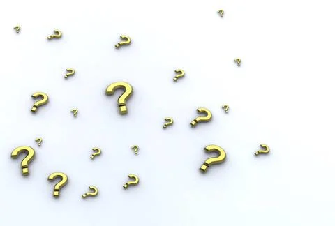 Golden interrogation points on white background golden interrogation point... Stock Photos