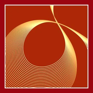 Golden intersecting lines on a red background inside a white square frame. Stock Illustration