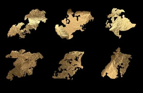 Golden irregular organic shape with fluid metallic effect. Artistic, edgy spl Stock Photos