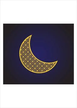 Golden Islamic Crescent Moon Pattern Stock Illustration