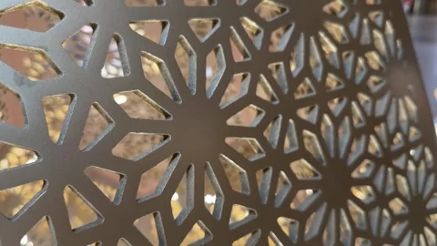 Golden Islamic Geometric Pattern with Star-Like Motif and Radiant Light Stock Footage 303369158