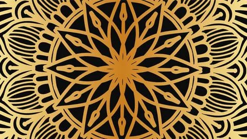 Golden Islamic Mandala Pattern Background for Mawlid and Muslim Celebrations. Stock Illustration