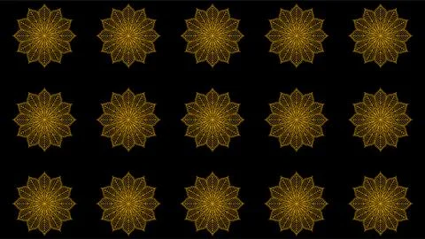 Golden Islamic Ornate Patterns Grid Background for Muslim Mawlid Celebration. Stock Illustration