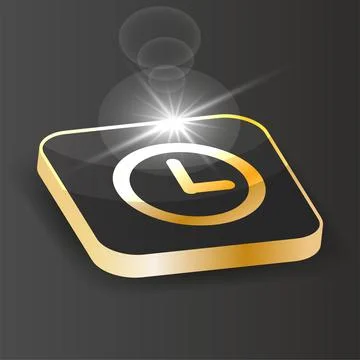 Golden Isometric clock icon Illustrazione stock
