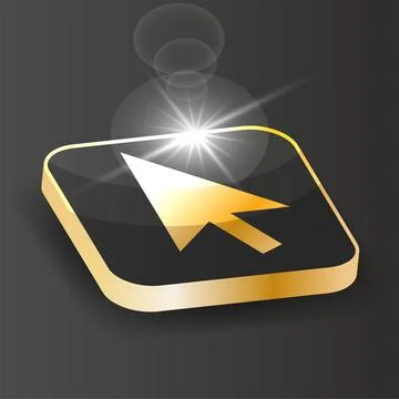 Golden Isometric cursor icon Stock Illustration