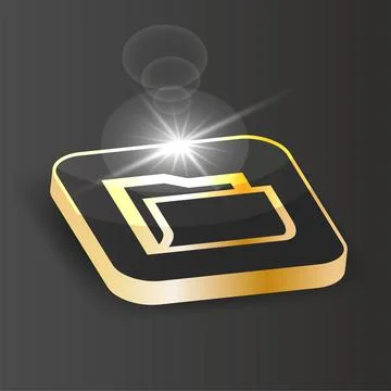 Golden Isometric folder icon Stock Illustration