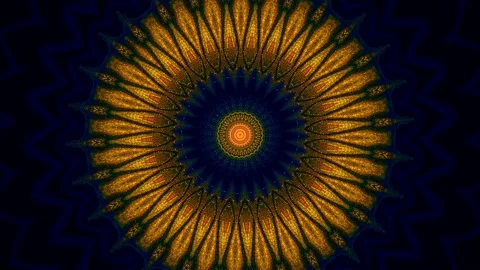 Golden kaleidoscope sequence patterns. Abstract multicolored motion black Stock Footage 165392972