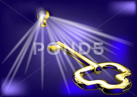 Golden key and lock Stock Illustration