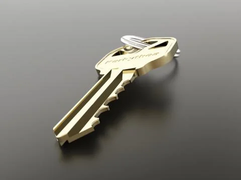 Golden key on black background Stock Illustration