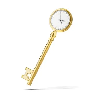 Golden key-clock Illustrazione stock