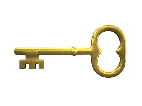 Golden key isolated on white background Stock Illustration