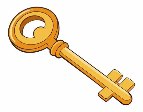 Golden key isolated on white. Key icon. Stock Illustration