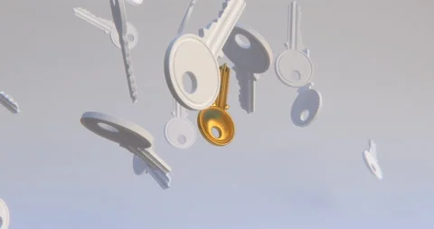 Golden Key Loop in a 3D animation Stock Footage 251433381