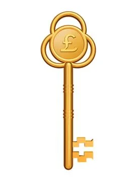 Golden key with pound Stock Illustration