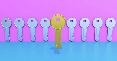 Golden key symbolizing a solution. Concept for searching and finding an idea. 스톡 동영상 98629297