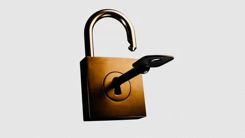 Golden Key Unlocking Padlock 3 Versions Stock Footage 326313831