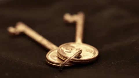 Golden keys for the door Stock Footage 132283105