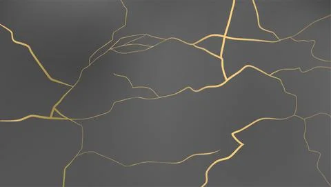 Golden kintsugi cracks pattern. Background in marble texture style. Stock Illustration