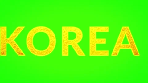 Golden korea text display featuring dynamic metallic lettering against a Stock Footage 346134179