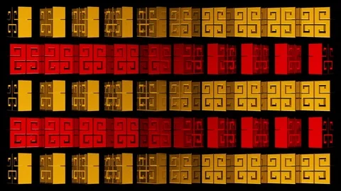 Golden Korean Pattern VJ Loops Stock Footage 74358992