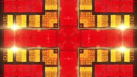 Golden Korean Pattern VJ Loops Video stock 74359881