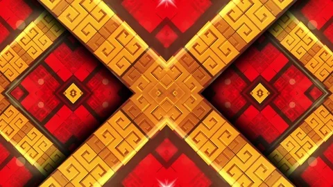Golden Korean Pattern VJ Loops Stock Footage 74360277