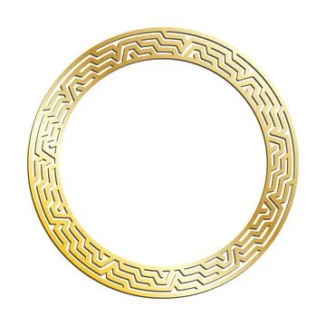 Golden LABYRINTH round frames for decorative headers. Gold metal ancient Gr.. Illustrazione stock