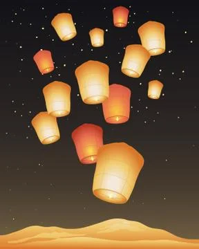 Golden lanterns Stock Illustration