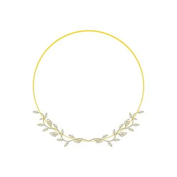 Golden Laurel Wreath Frame with Leaf Branches Stock Illustration