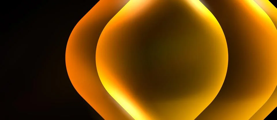 Golden layers create abstract circular form. Brightness contrasts with dark Stock Illustration
