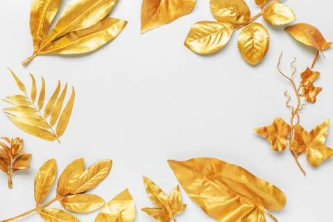 Golden leaf design elements. Stock Photos