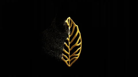 Golden leaf disappears 3d render illustration Stock Footage 161014046