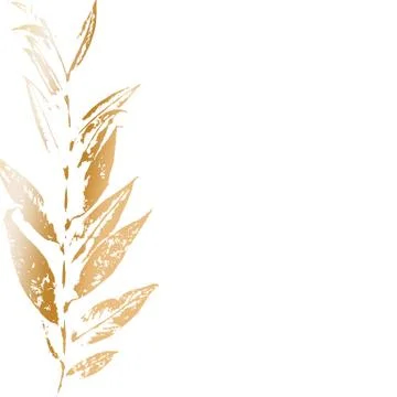 Golden leaf isolated on a white background. Wedding invitation. Stock Illustration