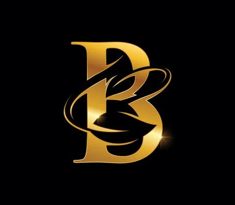 Golden Leaf Monogram Initial Letter B Stock Illustration