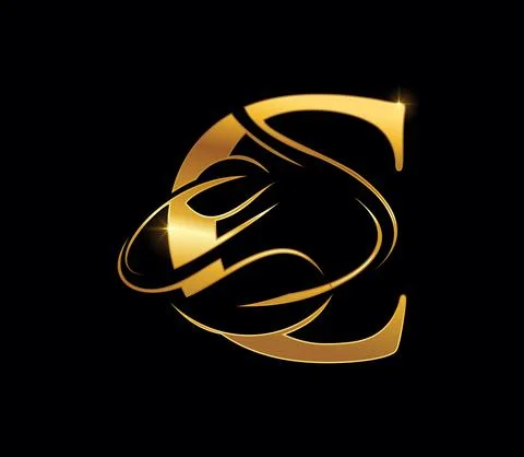 Golden Leaf Monogram Initial Letter C Stock Illustration