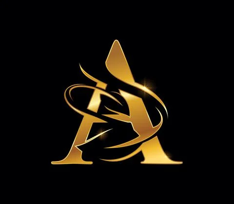 Golden Leaf Monogram Initial Letter A Illustrazione stock