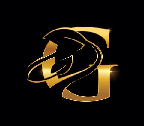 Golden Leaf Monogram Initial Letter G Stock Illustration