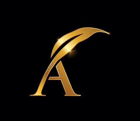 Golden Leaf Monogram Initial Letter A Stock Illustration