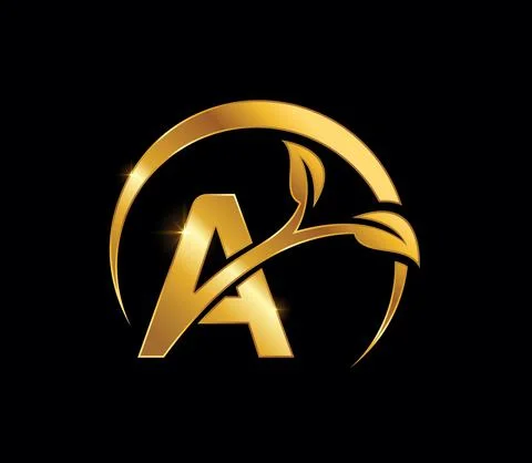 Golden Leaf Monogram Initial Letter A Stock Illustration