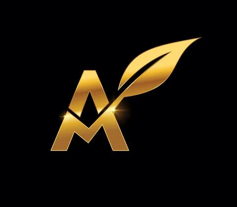 Golden Leaf Monogram Initial Letter A Stock Illustration