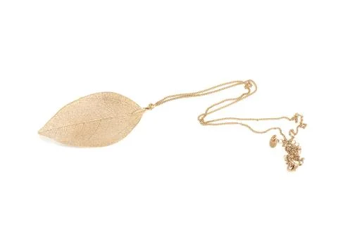 Golden leaf necklace isolated Stock Photos